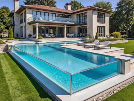 جودة عالية الحجم المخصصة في المسبح الخارجي لا نهائي الجدار السباحة الأكريليك للاستخدام المنزلي والتجاري